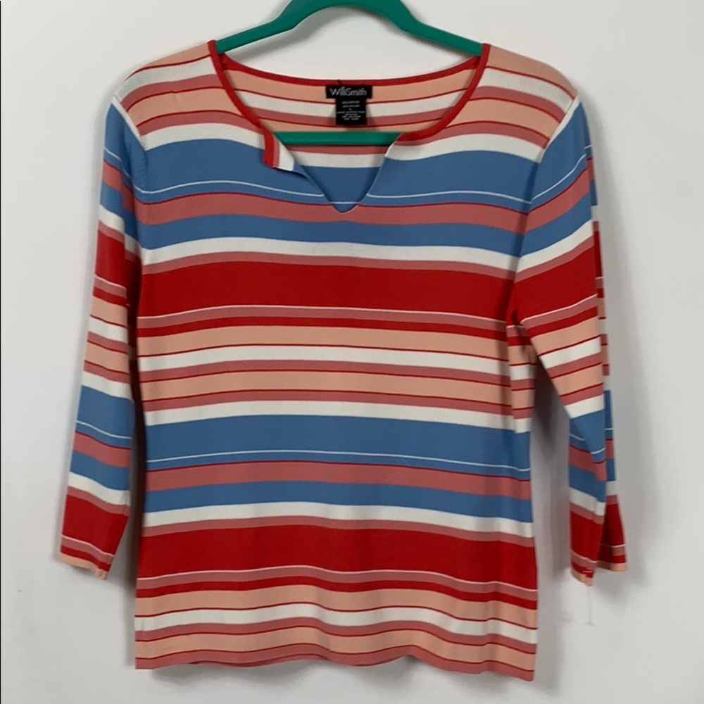 Will Smith multi colored 3/4 sleeves with v neck L